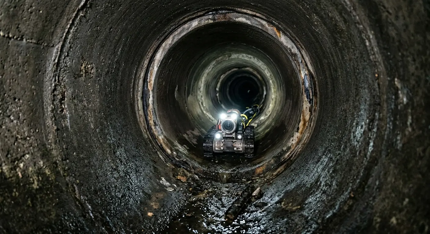 Robotic sewer camera inspecting pipe interior for Sewer Line Repair in Macon-Bibb County